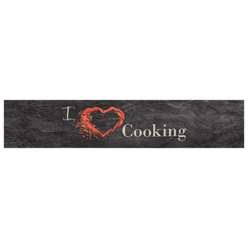 Кухненско килимче, миещо, Cooking, черно, 60x300 см, кадифе