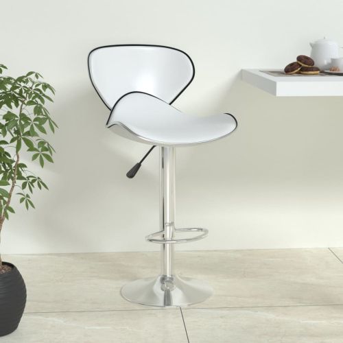 Бар табуретка, бяла, изкуствена кожа