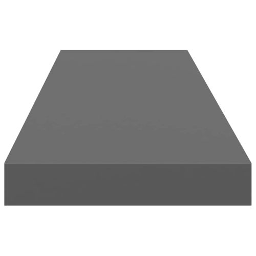 Окачен стенен рафт, сив гланц, 90x23,5x3,8 см, МДФ