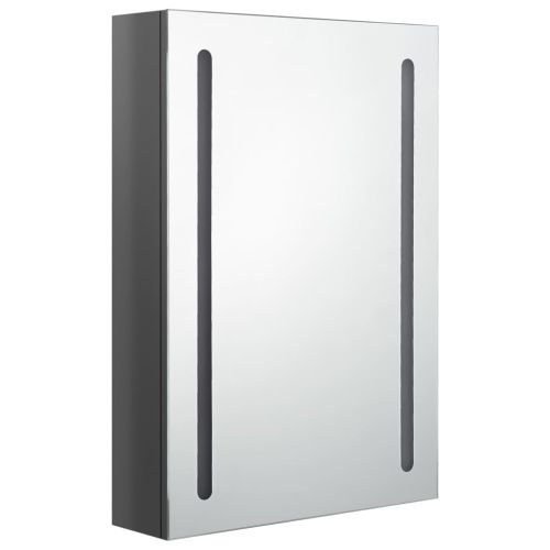 LED шкаф с огледало за баня, сияйно сиво, 50x13x70 см