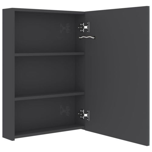 LED шкаф с огледало за баня, сияйно сиво, 50x13x70 см