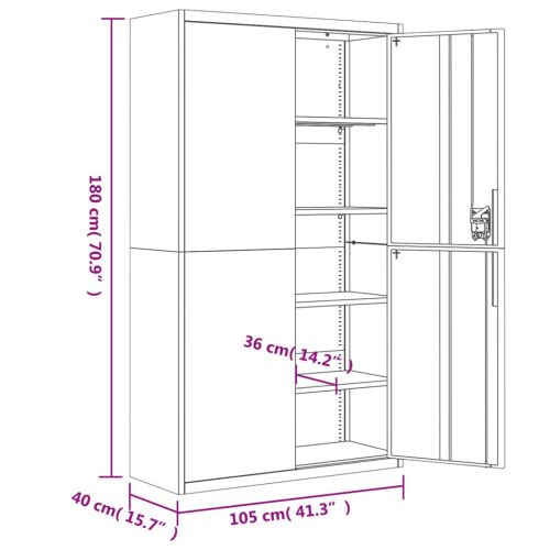 Шкаф за папки бял 105x40x180 см стомана