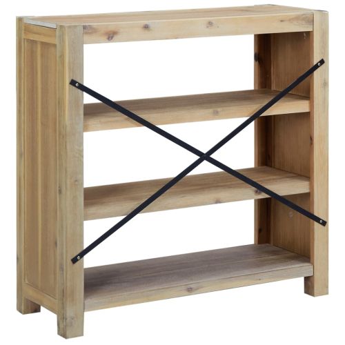 Библиотека с 3 рафта, 80x30x80 см, акациево дърво масив
