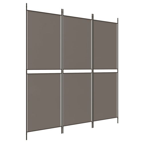 Параван за стая, 3 панела, антрацит, 150x220 cм, плат
