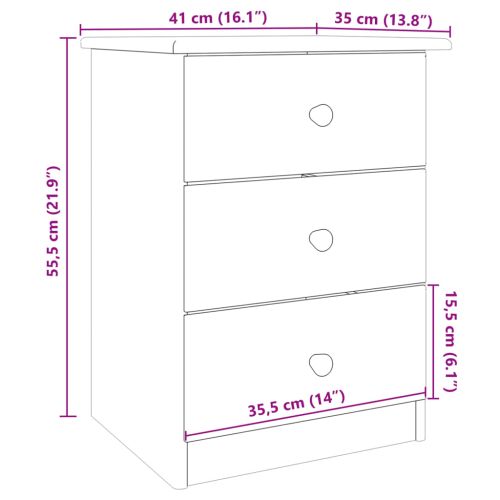 Нощно шкафче ALTA 41x35x55,5 см бор масив