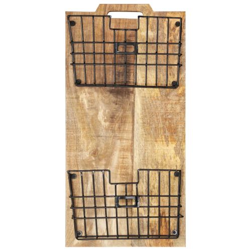 Стенна стойка за списания, 33x10x67 см, грубо мангово дърво масив