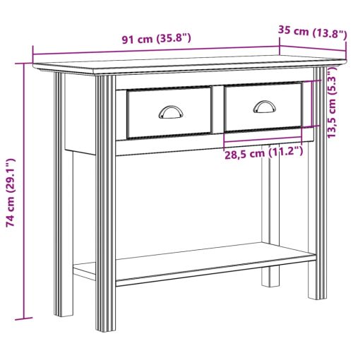 Конзолна маса BODO сива 91x35x74 см бор масив