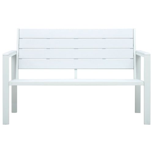 Градинска пейка, 120 cм, HDPE, бяла, имитация на дърво