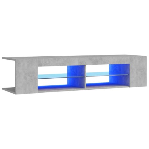 ТВ шкаф с LED осветление, бетонно сив, 135x39x30 см