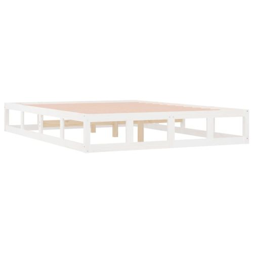рамка за легло бяло 150x200 см King Size масивно дърво