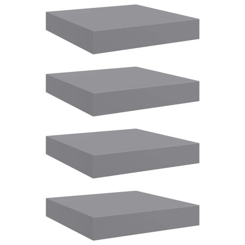 Окачени стенни рафтове, 4 бр, сиви, 23x23,5x3,8 см, МДФ