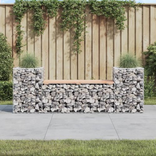 Градинска пейка габион 183x41x60,5 см дугласко дърво масив