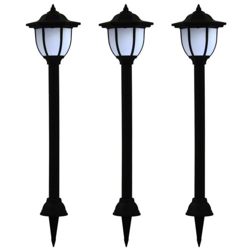 Градински соларни лампи, 3 бр, LED, черни