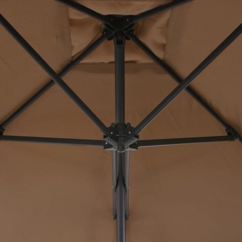 Градински чадър със стоманен прът, 250x250 см, таупе