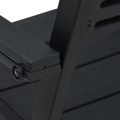 Градински столове, 2 бр, черни, HDPE, имитация на дърво