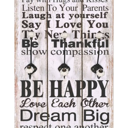 Закачалка за дрехи с 6 куки, 120х40 см, "FAMILY RULES"