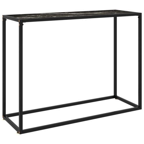 Конзолна маса, черна, 100x35x75 cм, закалено стъкло