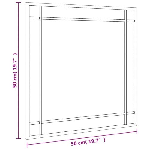 Стенно огледало, черно, 50x50 см, квадратно, желязо