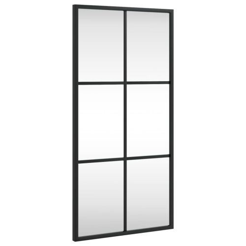 Стенно огледало, черно, 30x60 см, правоъгълно, желязо