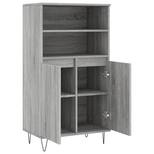 Висок шкаф, Сив сонома, 60x36x110 см, инженерно дърво