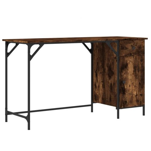 Компютърно бюро, опушен дъб, 131x48x75 см, инженерно дърво
