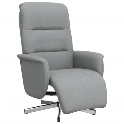 Реклайнер стол с поставка за крака, светлосив, плат
