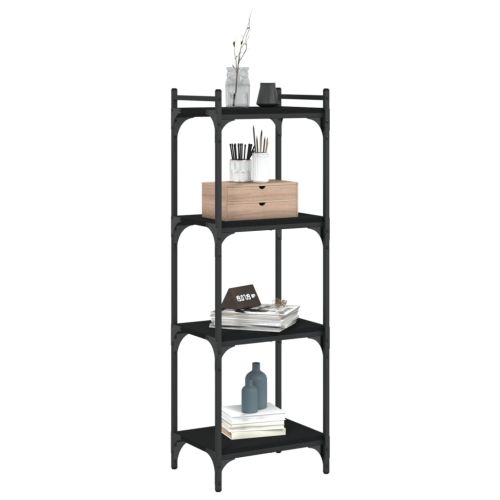 Библиотека 4 рафта черна 40x30x120 см инженерно дърво