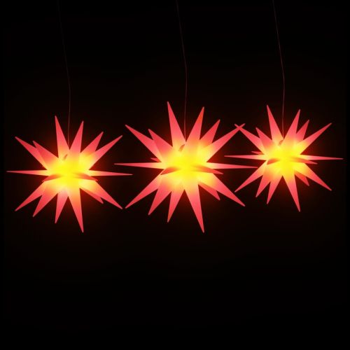 Коледни лампи с LED, 3 бр, сгъваеми, червени