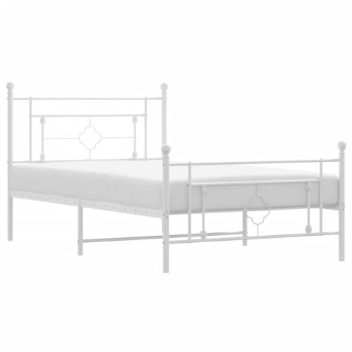 Метална рамка за легло с горна и долна табла, бяла, 107x203 см