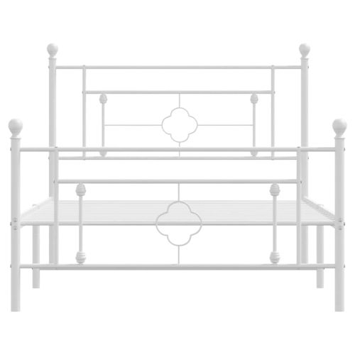 Метална рамка за легло с горна и долна табла, бяла, 107x203 см