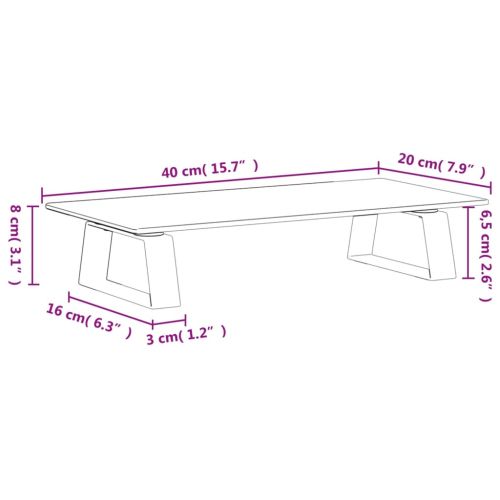 Стойка за монитор, бяла, 40x20x8 см, закалено стъкло и метал