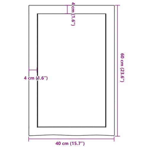 Плот за баня 40x60x(2-4) см необработено масивно дърво