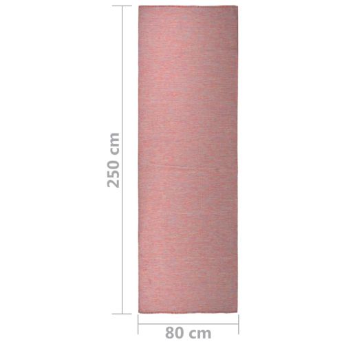 Градински плоскотъкан килим, 80x250 см, червен