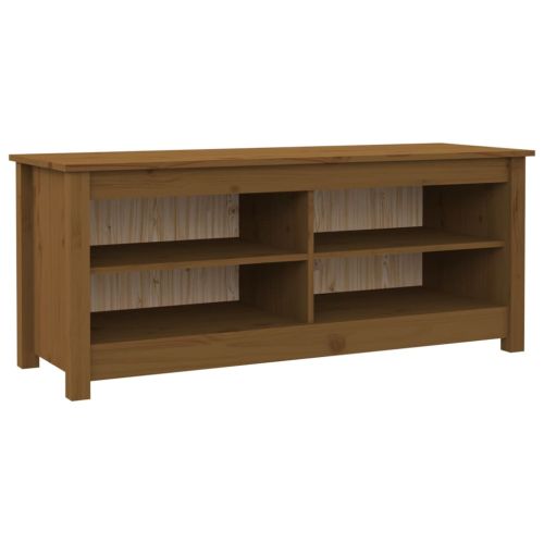 Пейка за обувки меденокафява 110x38x45,5 см борово дърво масив
