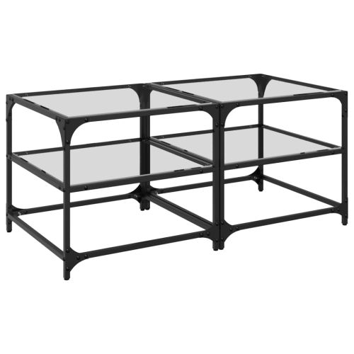 Маси за кафе с прозрачен стъклен плот 2 бр 50x50x45 см стомана