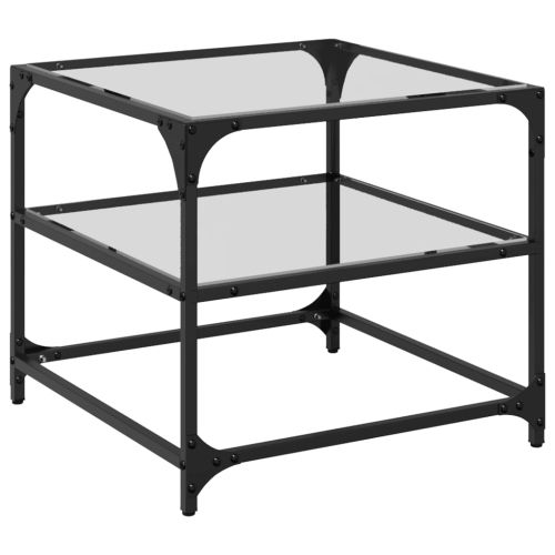 Маси за кафе с прозрачен стъклен плот 2 бр 50x50x45 см стомана
