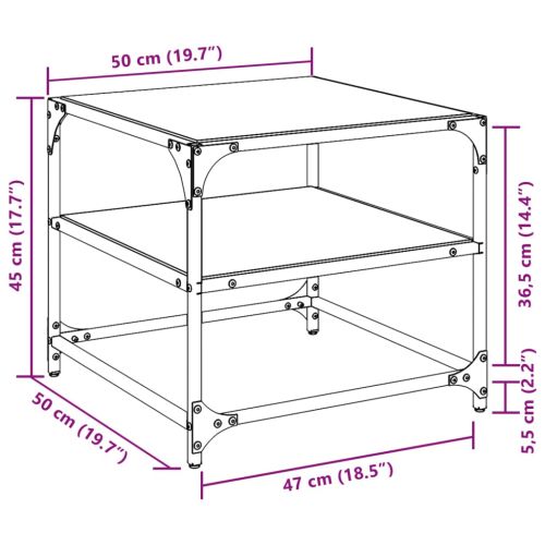Маси за кафе с прозрачен стъклен плот 2 бр 50x50x45 см стомана