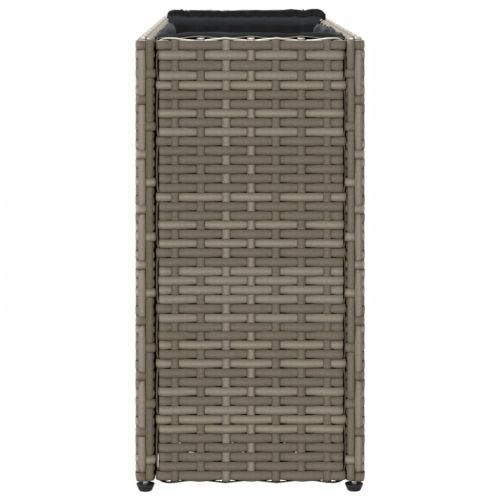 Градински сандък с 2 саксии, сив, 90x20x40 см, полиратан