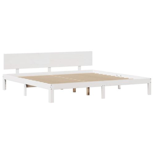 Рамка за легло с табла без матрак, бяла, 200x200 см