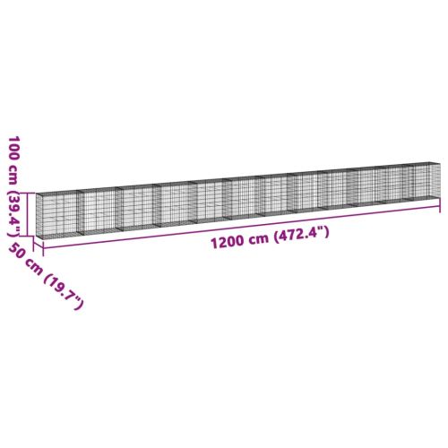 Габионна кошница с покритие, 1200x50x100 см, поцинковано желязо