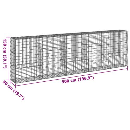 Габионна кошница с покритие, 500x50x150 см, поцинковано желязо