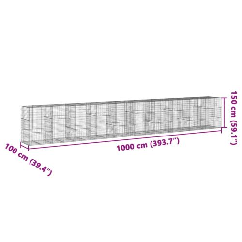 Габионна кошница с покритие, 1000x100x150см, поцинковано желязо