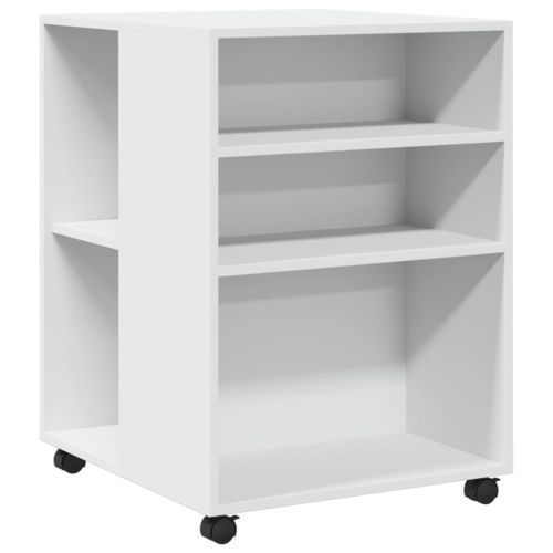 Помощна маса с колелца бяла 55x60x78 см инженерно дърво