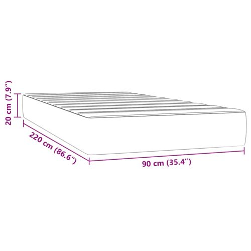 Матрак с покет пружини 90 x 220 x 20 см Светлосиво