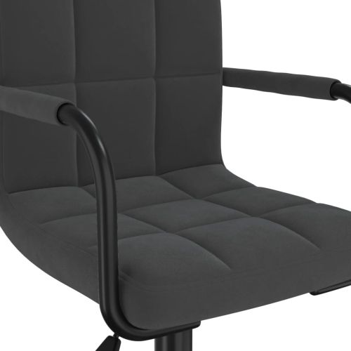 Въртящи се трапезни столове, 6 бр, черни, кадифе