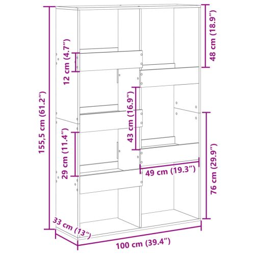 Разделител за стая сонома дъб 100x33x155,5 см инженерно дърво