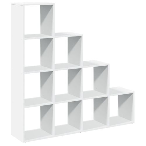 Разделител за стая / библиотека, бял, 4 нива, 131,5x29x131,5 см
