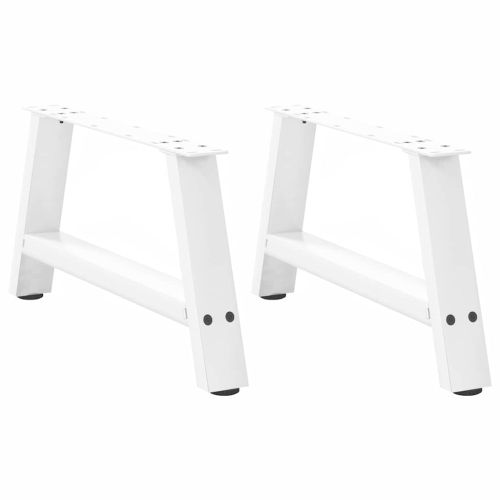 Крака за масичка за кафе, А-образни, 2 бр., бели, 70 x (30-31) см, стомана