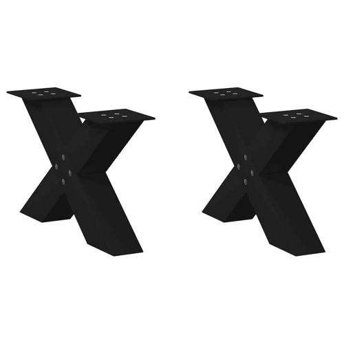 Крака за масичка за кафе, X-образни, 2 бр., черни, 50 x (30-31) см, стомана