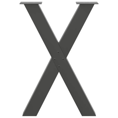 Крака за трапезна маса, X-образни, 2 бр., антрацит, 60x(72-73) см, стомана